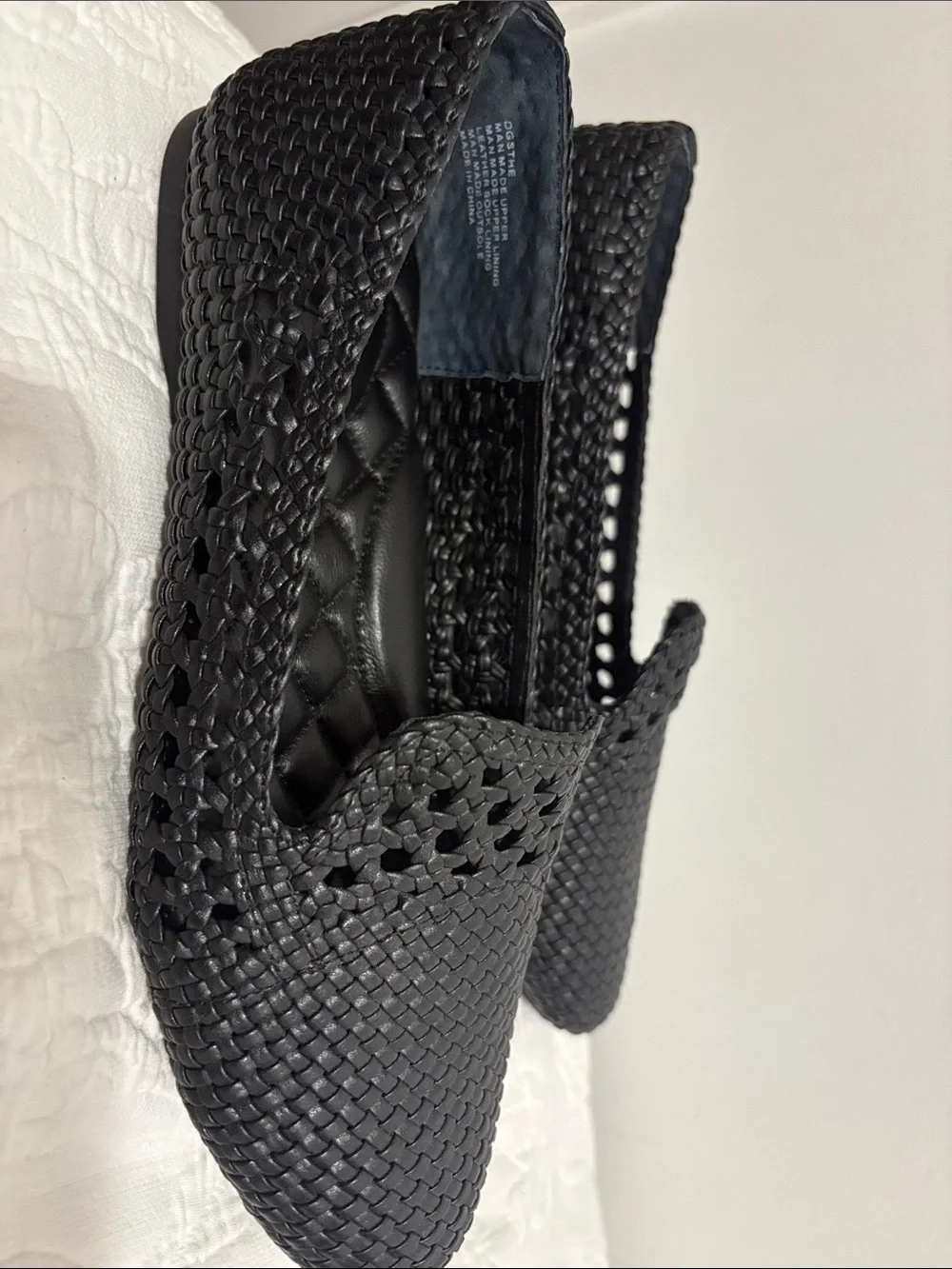 Birdies Black Woven Slip-On Loafers